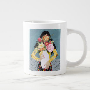 Flower Vas Girl Jumbo Mugg
