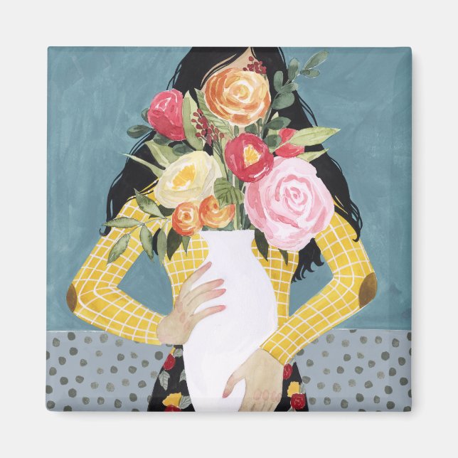 Flower Vas Girl Magnet (Framsidan)