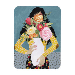 Flower Vas Girl Magnet