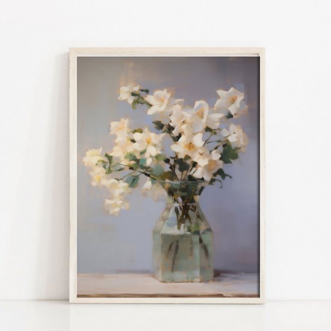 Flower Vase Still Life Painting, Neutral Still Lif Poster (Skapare uppladdad)
