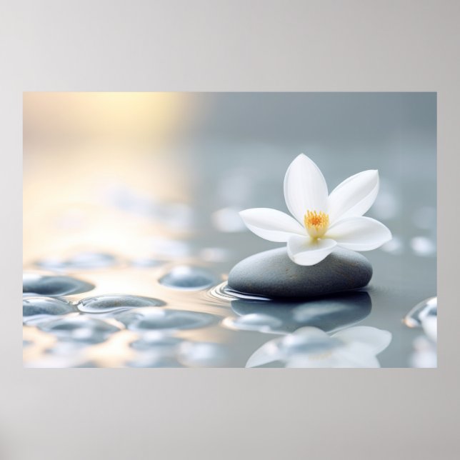 Flower Vatten Drop Nature Serene Tranquil Poster (Framsidan)