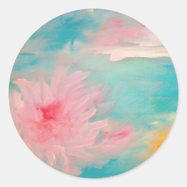 Flower Vatten Runt Klistermärke (Framsida)
