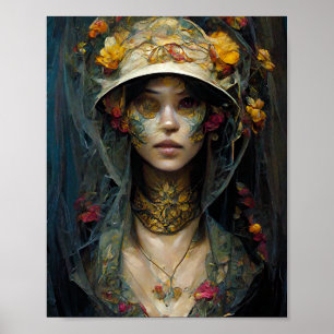 Flower Veil Mörk Gothic Fantasy Art Poster