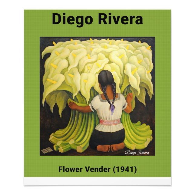 Flower Vender (1941) av Diego Rivera Fototryck (Framsidan)