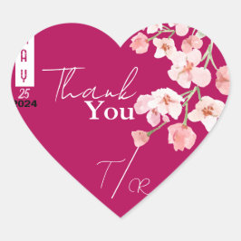 Flower vin hjärtformat klistermärke