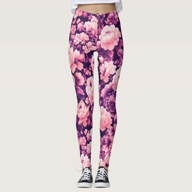 flower violet dark leggings (Framsida)