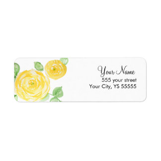 Flower Watercolor Design Gul ros Returadress Etikett