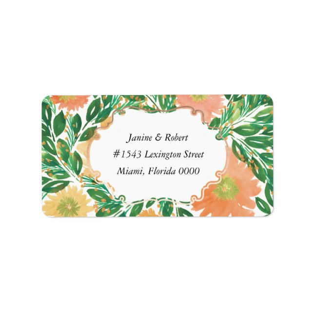 Flower Watercolor Painting Address Label Adressetikett (Framsidan)
