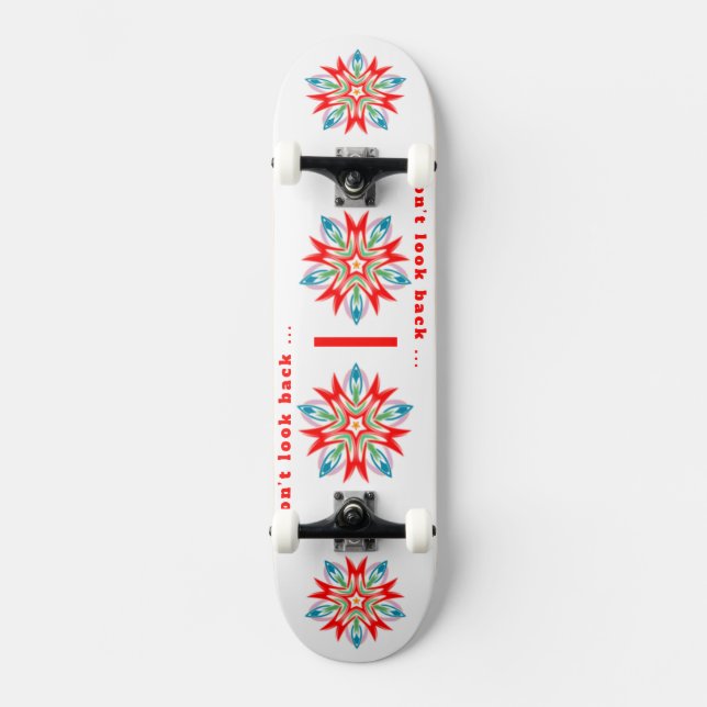 Flower weihnachtsstern red blue green mini skateboard bräda 18,5 cm (Framsida)