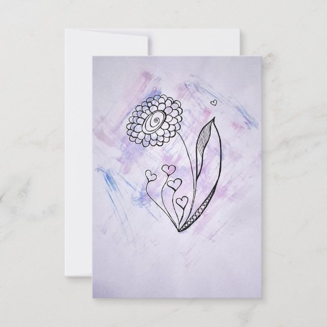 Flower with Hearts Thank you card Tack Kort (Framsida)