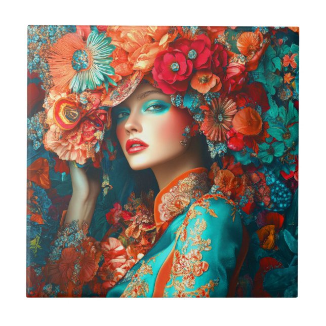 Flower Woman Kakelplatta (Framsidan)