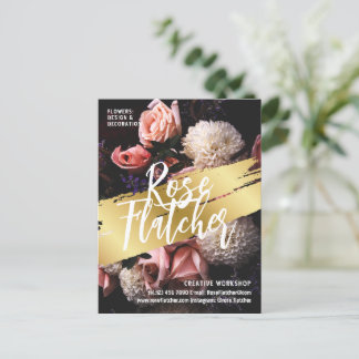 Flower Workshop Black Guld Vykort