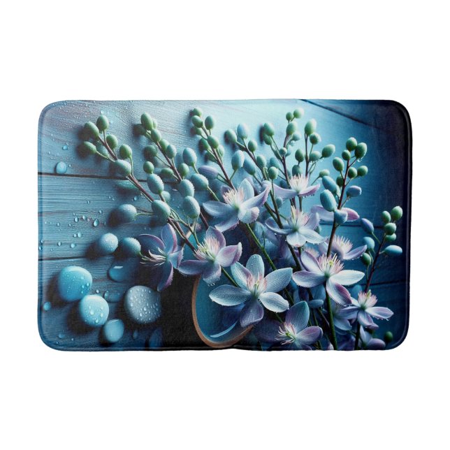 Floweral Blue Bath Mat Badrumsmatta (Framsidan)