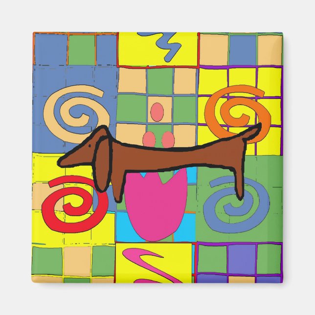 Flowered Dachshund Magnet (Framsidan)