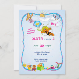 Flowered Theme invitaion. Kids party. Inbjudningar