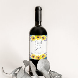 Flowerfields "Cheers to Kärlek" Personlig Bröllop Vinflaska Etikett