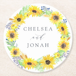 Flowerfields Personlig Bröllop Underlägg Papper Rund