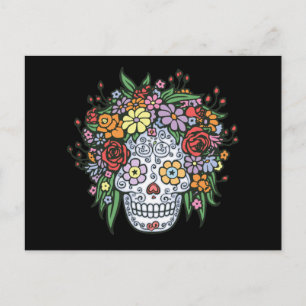 Flowerhair Sugar Skull Vykort