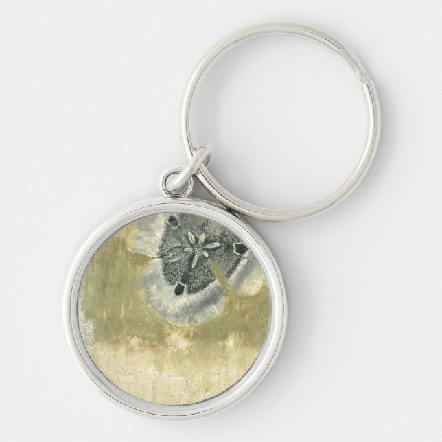 Flowerhead-Abstrakt med Glazed Struktur Rund Silverfärgad Nyckelring (Framsidan)