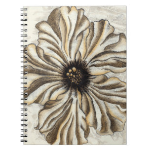 Flowerhead Fresco på Tan Background Anteckningsbok Med Spiral