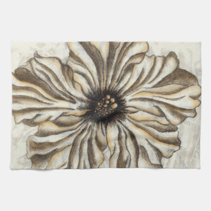 Flowerhead Fresco på Tan Background Kökshandduk