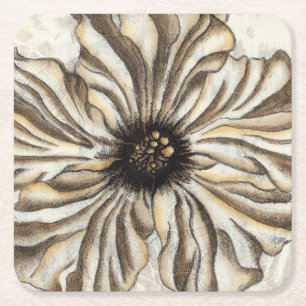 Flowerhead Fresco på Tan Background Underlägg Papper Kvadrat