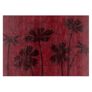Flowerhead Silhouettes på Crimson Background