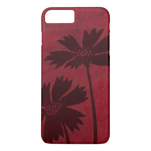 Flowerhead Silhouettes på Crimson Background Case-Mate iPhone Skal (Baksida)