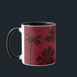 Flowerhead Silhouettes på Crimson Background Mugg<br><div class="desc">Blommor i silhuetterna ställs in mot en krimson bakgrund i den här contemporaryn botaniska målningen. Bakgrundens djupa rött fungerar som en underbar accent för blommigtens skuggor som visas i biet.</div>