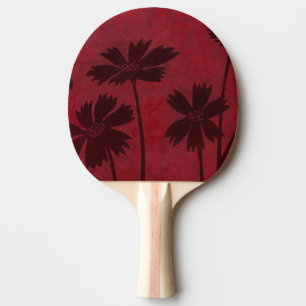 Flowerhead Silhouettes på Crimson Background Pingisracket