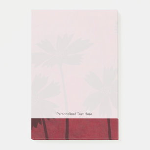 Flowerhead Silhouettes på Crimson Background Post-it Block