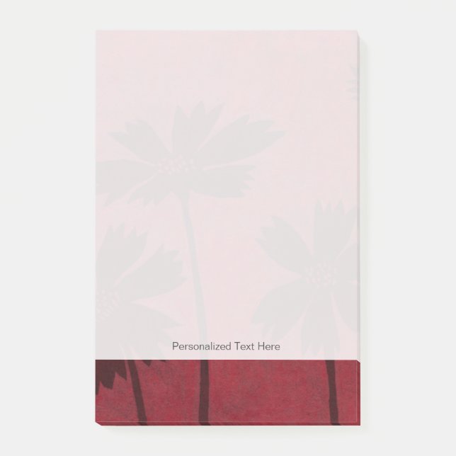 Flowerhead Silhouettes på Crimson Background Post-it Block (Framsida)