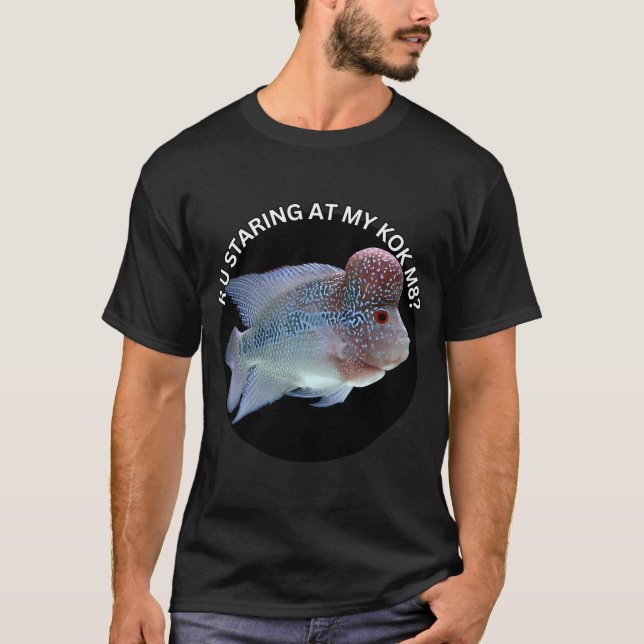 Flowerhorn-älskare, akvaristdesign t shirt (Framsida)