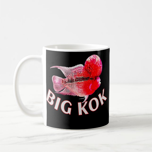 Flowerhorn Cichlid Big Kok Joke Funny Monster Kaffemugg (Vänster)