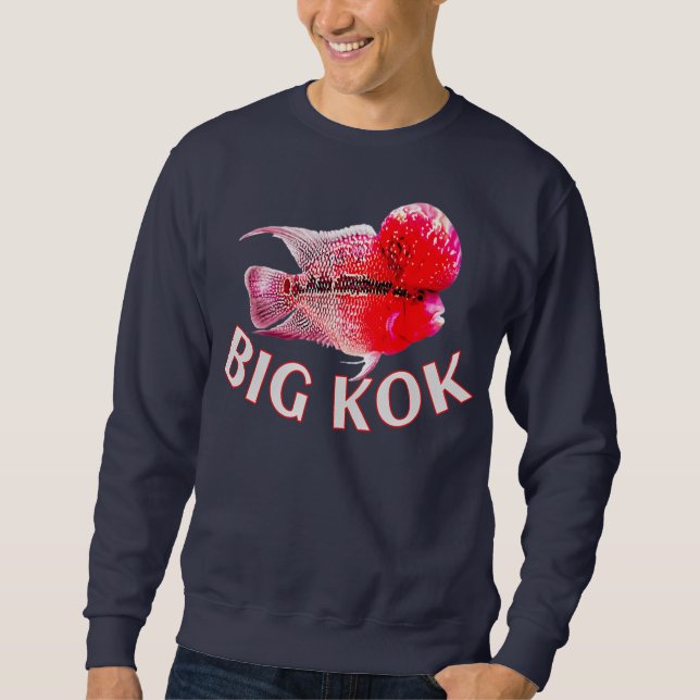 Flowerhorn Cichlid Big Kok Joke Funny Monster Lång Ärmad Tröja (Framsida)