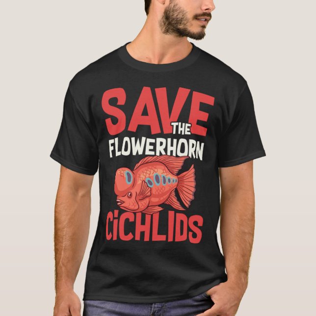Flowerhorn Cichlid Fish Aquarium Food Tank Owner   T Shirt (Framsida)