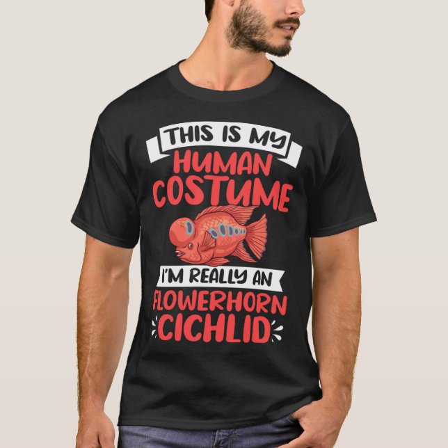 Flowerhorn Cichlid Fish Aquarium Food Tank Owner T Shirt (Framsida)