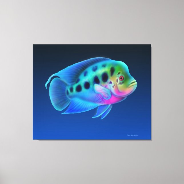 Flowerhorn Cichlid Fish Wrapped Canvas (Framsida)