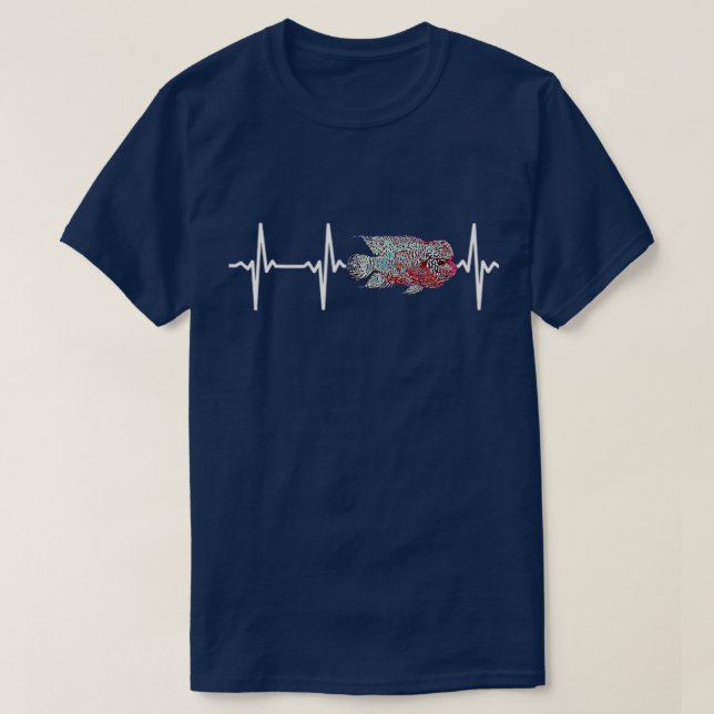 Flowerhorn Cichlids Heartslag Fisheping Aquarium T Shirt (Design framsida)