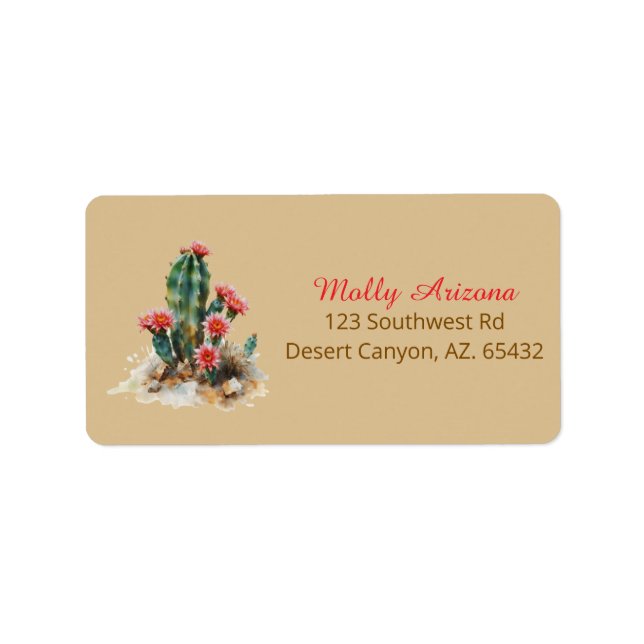Flowering Cactus Address Label Adressetikett (Framsidan)