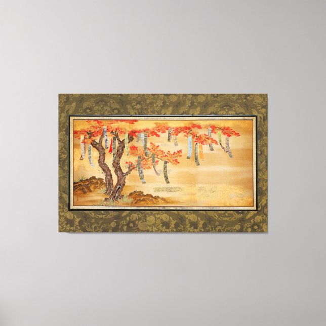 Flowering Cherry and Autumn Maples with Poem Slips Canvastryck (Framsida)