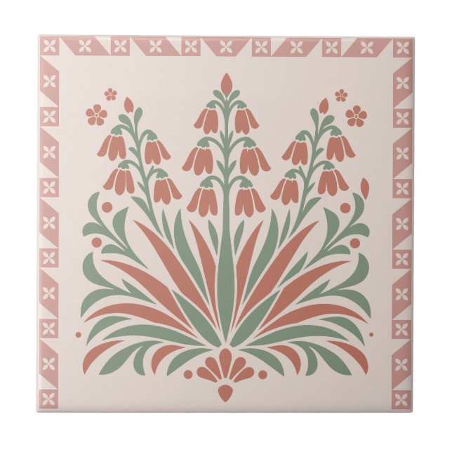 Flowering Yucca - Southwest Folk Pattern Kakelplatta (Framsidan)