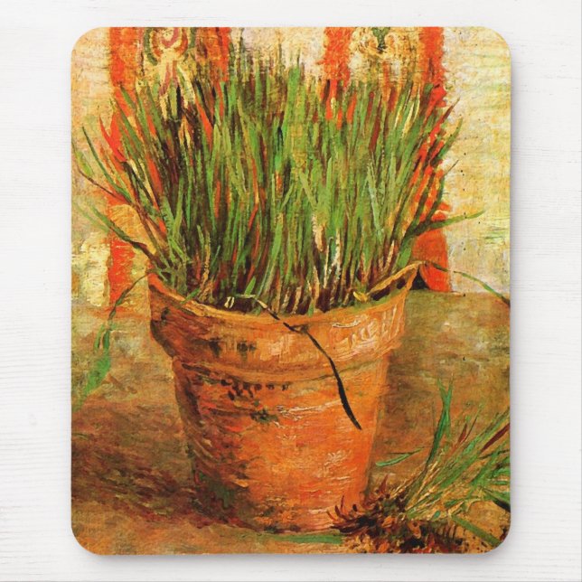 Flowerpot med Chives (F337) Van Gogh Fine Art Musmatta (Framsidan)