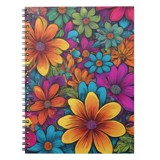 "Flowerpower" Art Spiral Notebook Anteckningsbok (Framsidan)