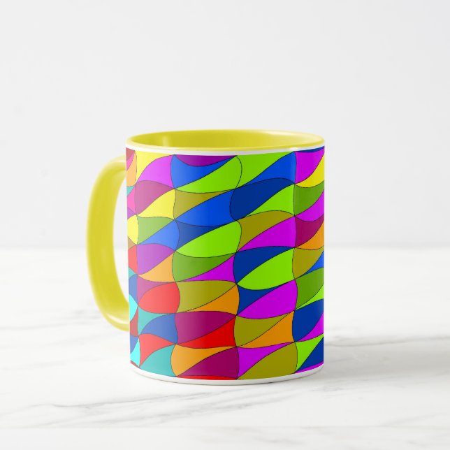 Flowerpower-blandat kaffe mönster mugg (Framsida vänster)