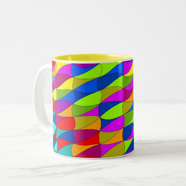 Flowerpower-blandat kaffe mönster mugg (Framsida vänster)