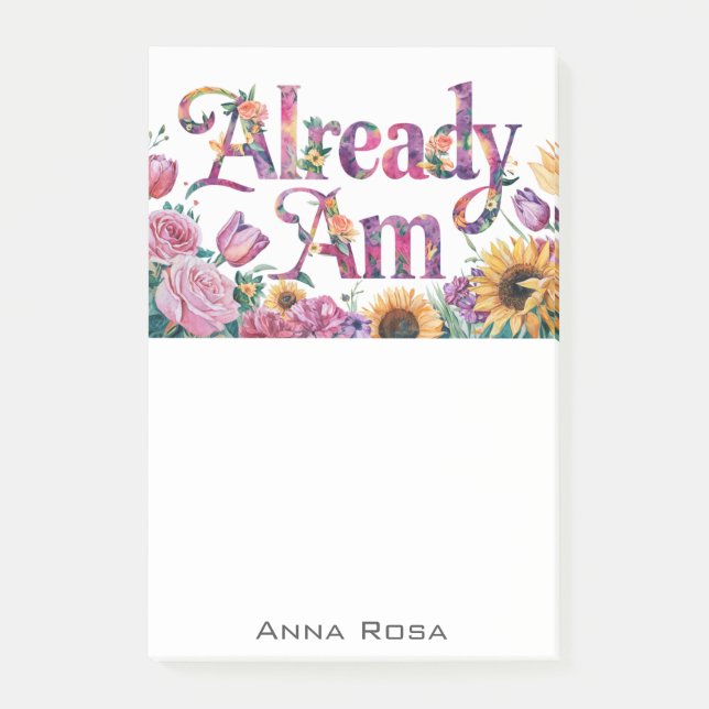 *~* Flowers 6 AM AP85 Manifesting Post-it Block (Framsida)