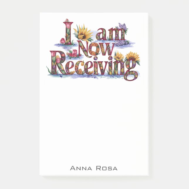 *~* Flowers 7 JAG FÅR NU AP85 Manifesting Post-it Block (Framsida)