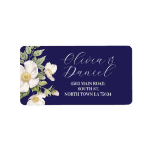 Flowers Adressetiketters Stickers Navy Cream Bröll Adressetikett
