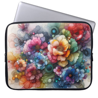Flowers Alcohol Ink Laptop Fodral